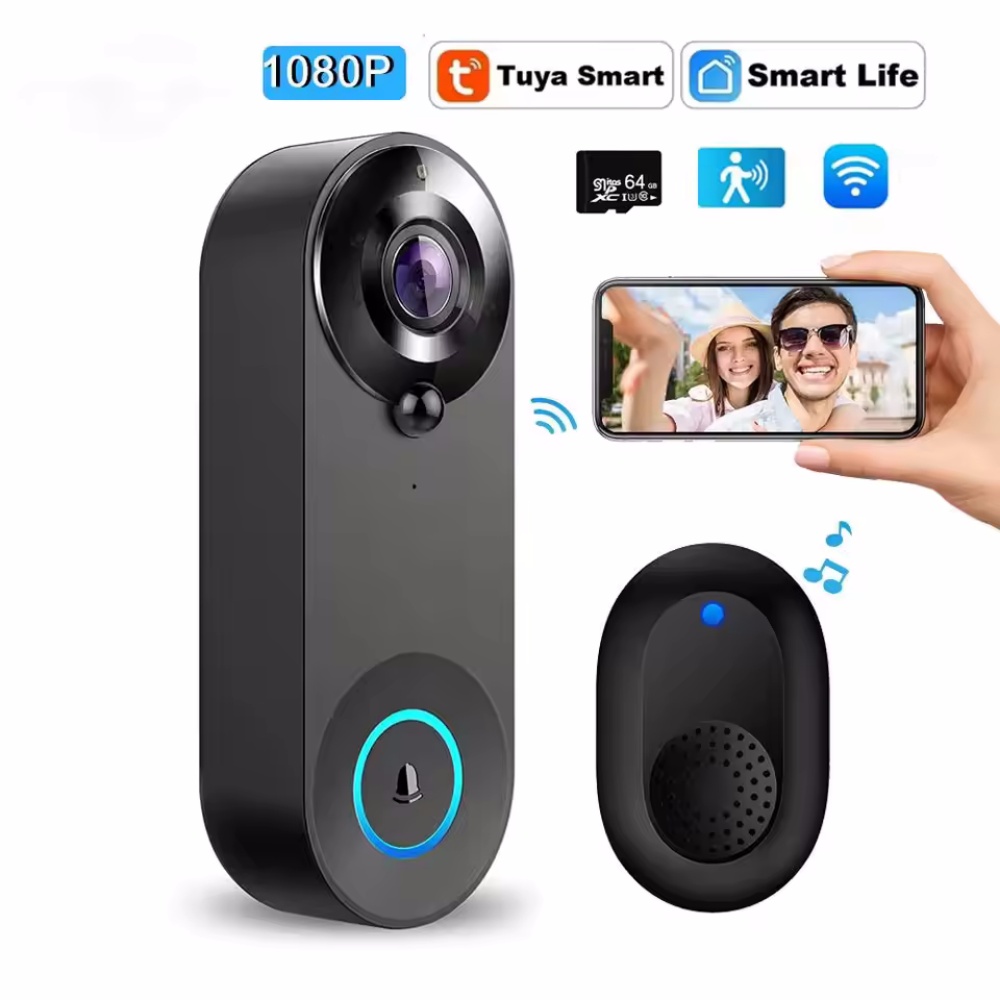 Smart Doorbell Wired - Tuya 1080P Bel Pintu WIFI Nirkabel