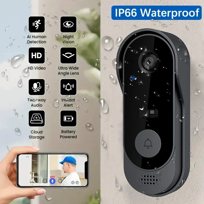 Smart Doorbell Wired - Kamera Bel Pintu Nirkabel HD Tahan