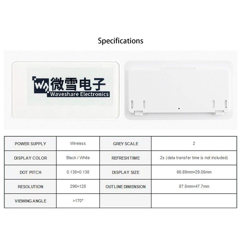Display Epaper 2.9 - Modul Layar E-Ink Nirkabel 2.9 Inci